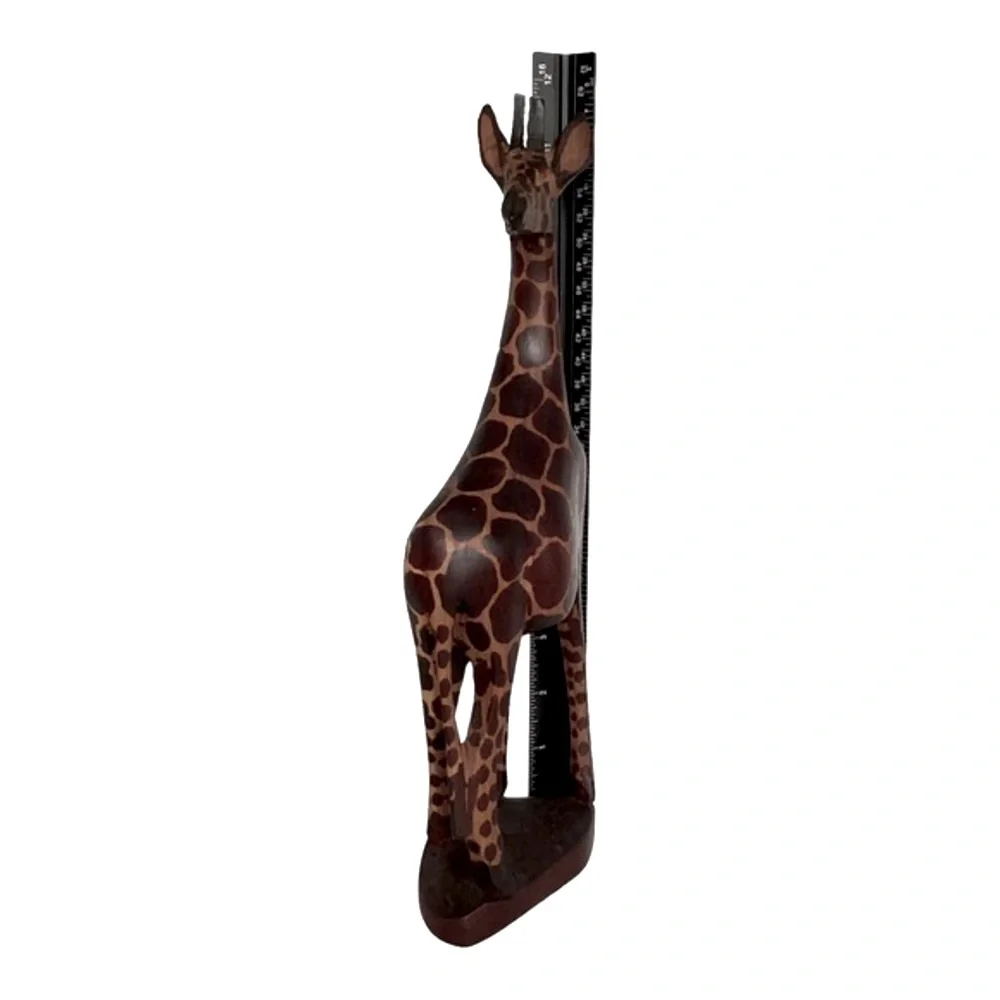 Pier 1 Imports Giraffe Figurine With Base Hand Carved Wood KENYA Vintage